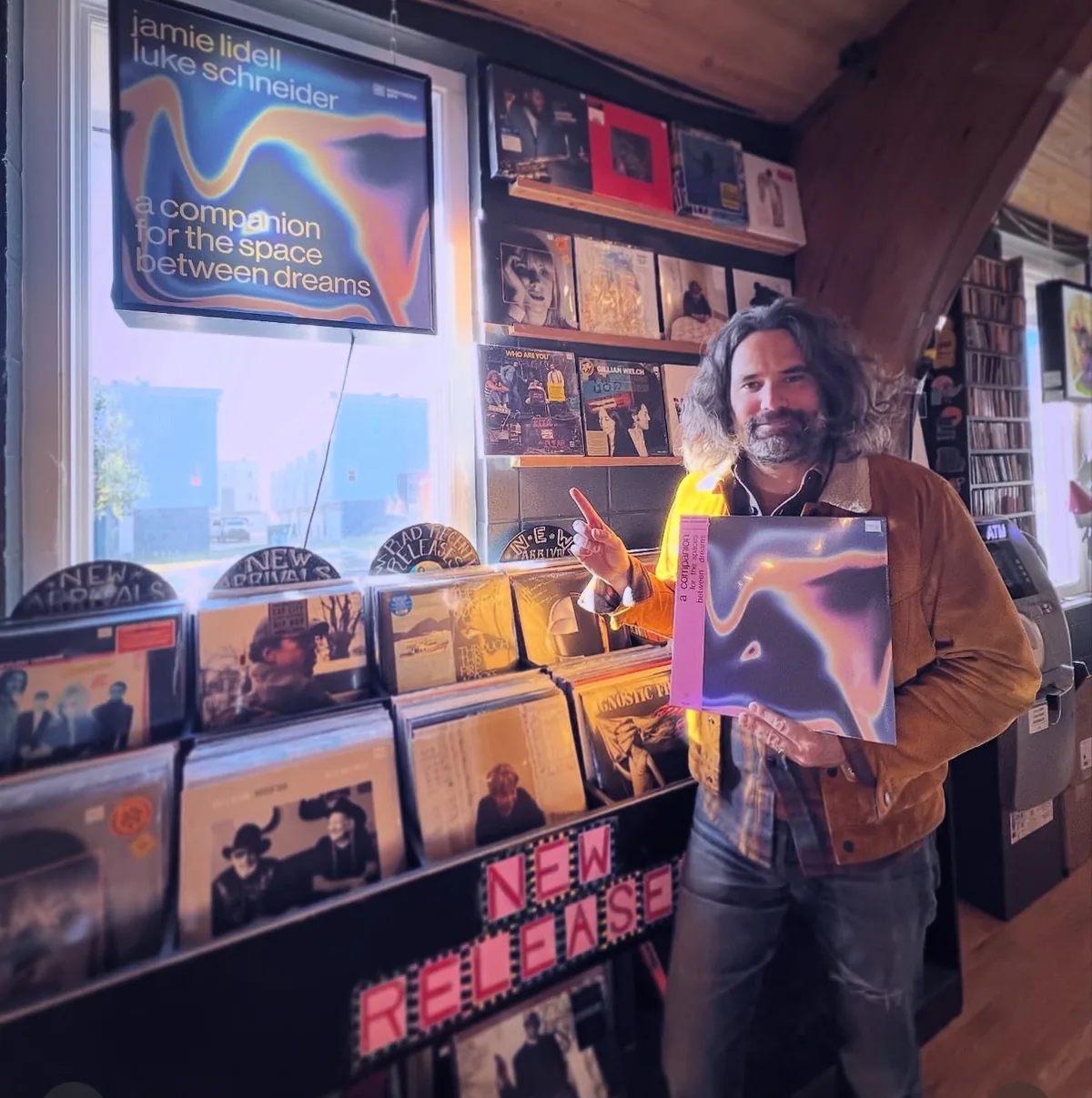 Browsing vinyl at a Nashville record shop